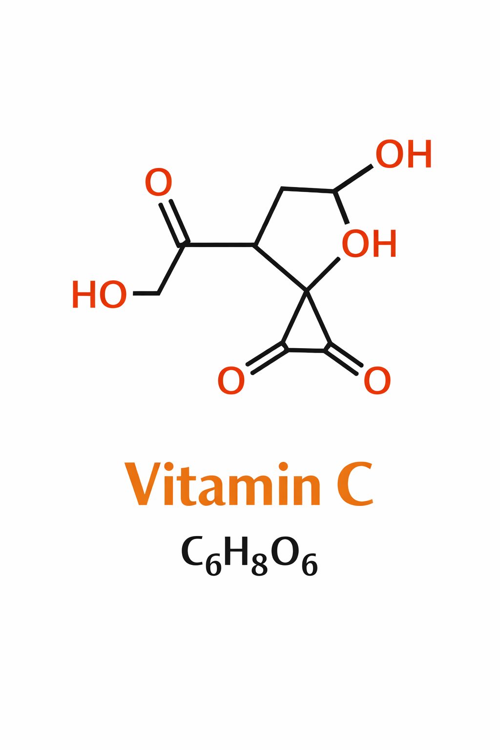 Darstellung der chemischen Formel von Vitamin C
